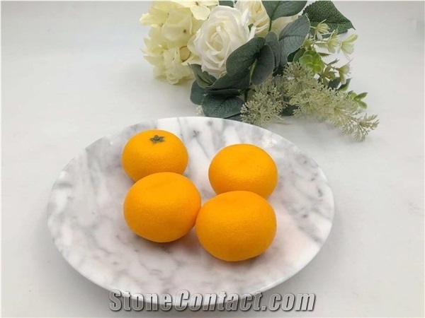 White Color Carrara Marble Fruit Trays Modern Design