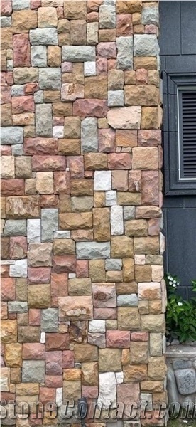 Purple Green Gray Sandstone Tile Paver Slab Customized Size