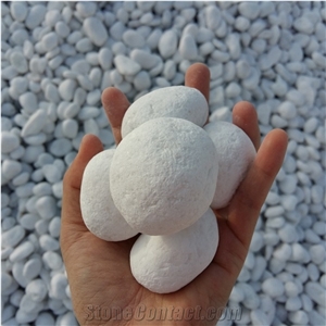 Unpolished Washed Snow White Pebble Stone