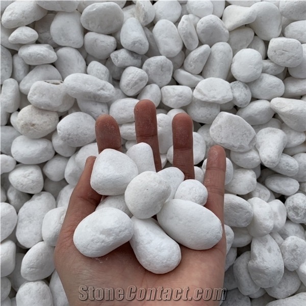 Washed Tumbled Snow White Pebble Stone for Decoration