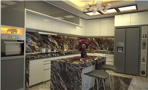 Majestic Rose Marble Kitchen Countertop, Island Top