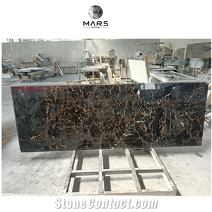 Black Portoro Marble and Gold Vein for Countertops