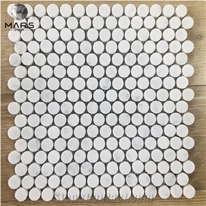 Carrara White Marble Penny Round Mosaic Tile for Kitchen