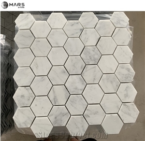 Hexagon Carrara White Wall Marble Bathroom Mosaic Tile