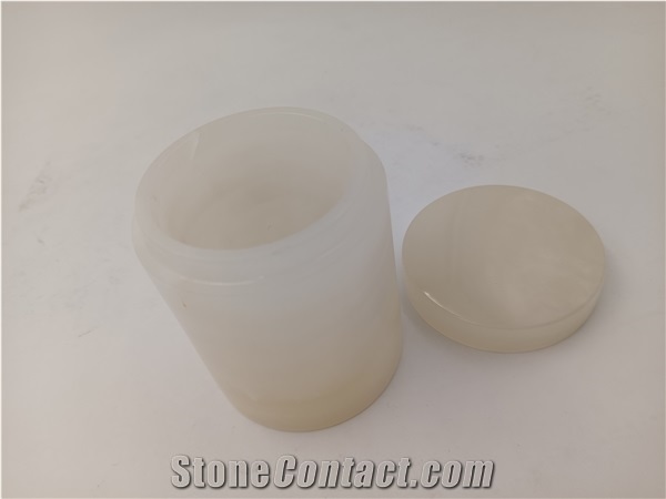 Standard Onyx Stone Candle Jars Holder with Lids