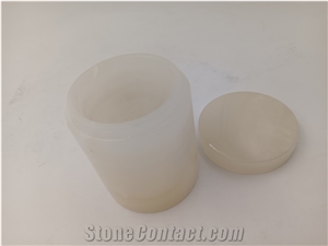 Standard Onyx Stone Candle Jars Holder with Lids