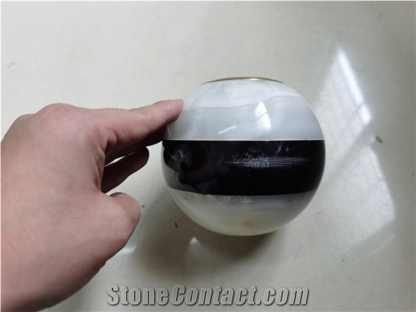 White Jade Onyx Black Marble Interior Lampshade