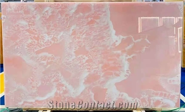 India Light Pink Onyx Stone Slab