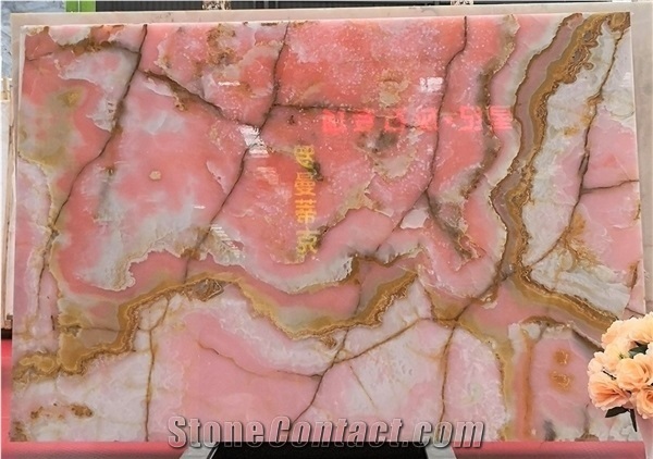 Naghadeh Light Pink Onyx Stone Slab