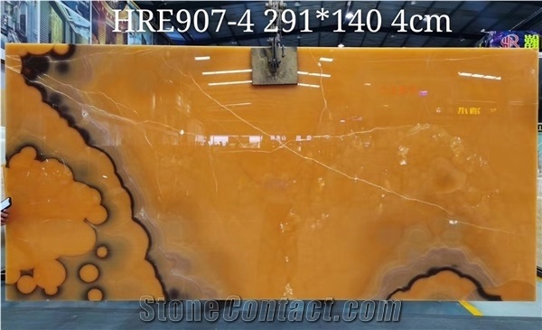 Polished Naranja Orange Onyx Stone Slab