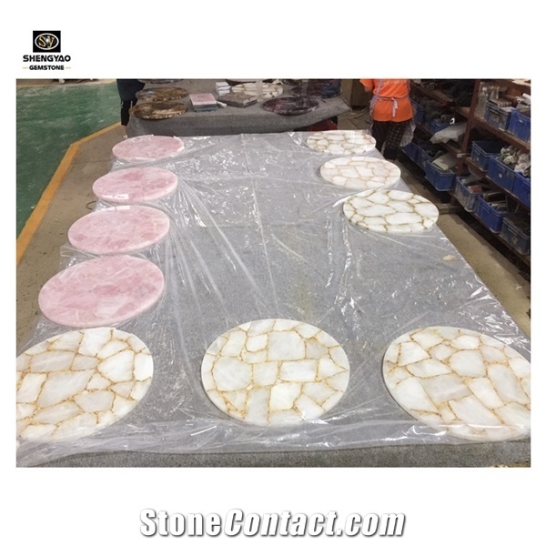 Pink Agate Round Table Top Wholesale