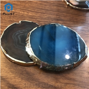 Blue Agate Semiprecious Stone Coaster