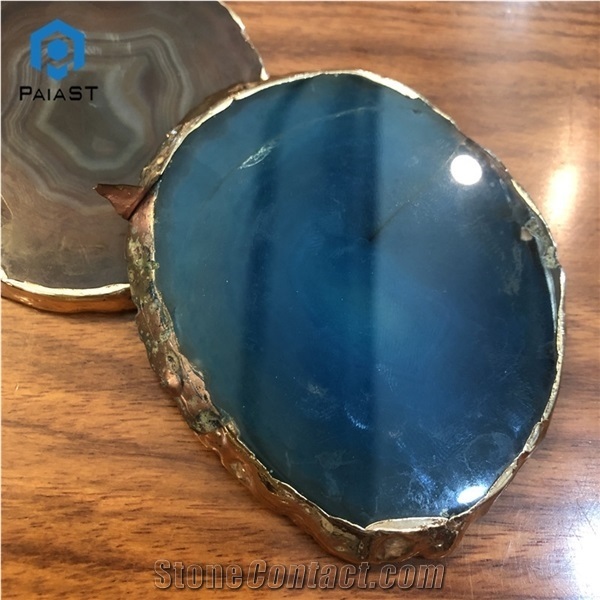 Blue Agate Semiprecious Stone Coaster