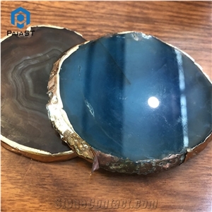 Blue Agate Semiprecious Stone Coaster