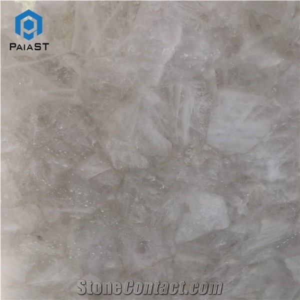 Crystal White Agate Semiprecious Stone Slab