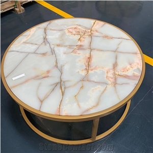 Natural Onyx Round Coffee Table for Hotel and Villa