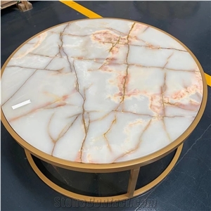 Natural Onyx Round Coffee Table for Hotel and Villa
