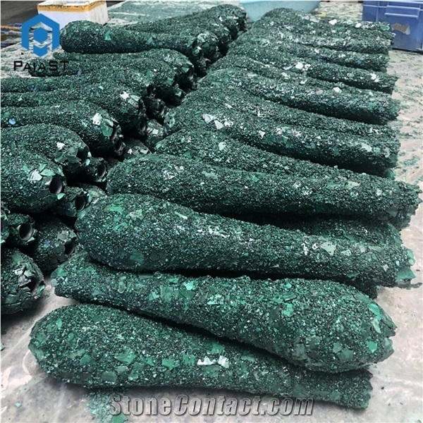 Peacock Green Agate Semiprecious Stone Vases