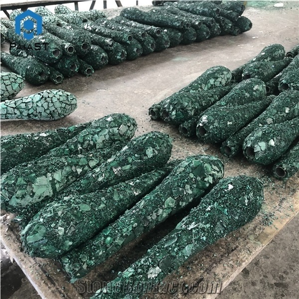 Peacock Green Agate Semiprecious Stone Vases