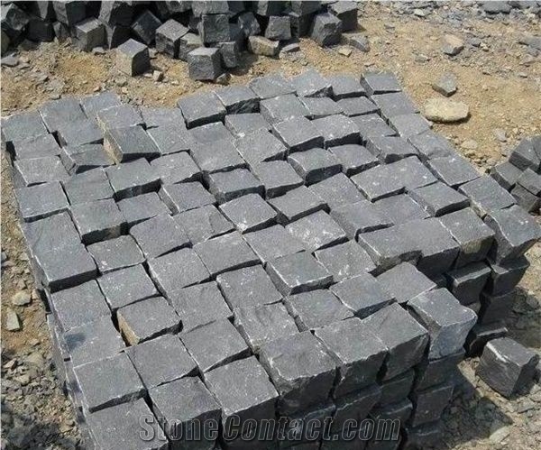 Black Basalt Cubes and Cobble Stones