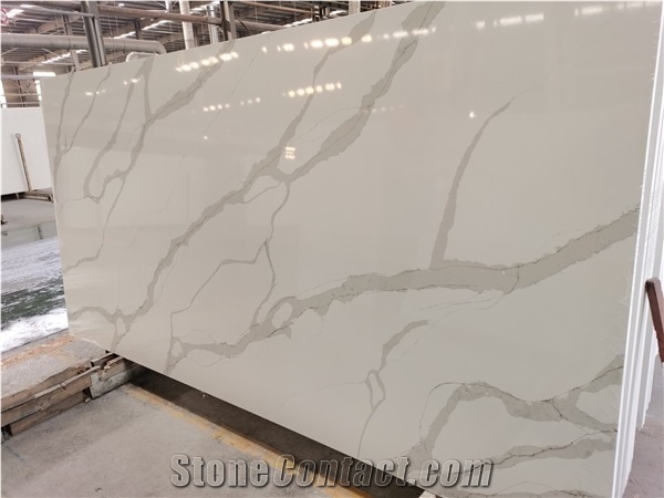 Artificial Stone Calacatta White Quartz Slabs for Vanity Top