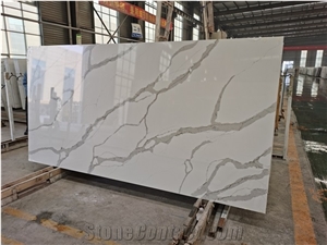 Artificial Stone Calacatta White Quartz Slabs for Vanity Top