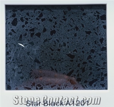 Black Sparkle Crystallized Quartz Slabs Engineer Solid Stone