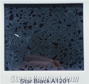Black Sparkle Crystallized Quartz Slabs Engineer Solid Stone