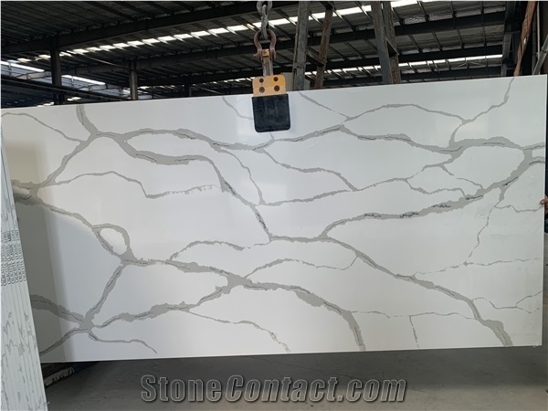 Classic White Quartz Slabs Engineer Surface Stone for Vanity