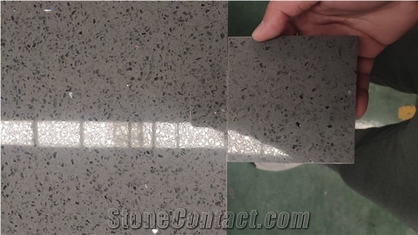 Spark Grey Start Grey with Mirror Quartz Stone Slab Surface