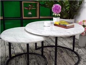 White Marble Round Tea Table T05/ Table Top/ Vietnam Stone