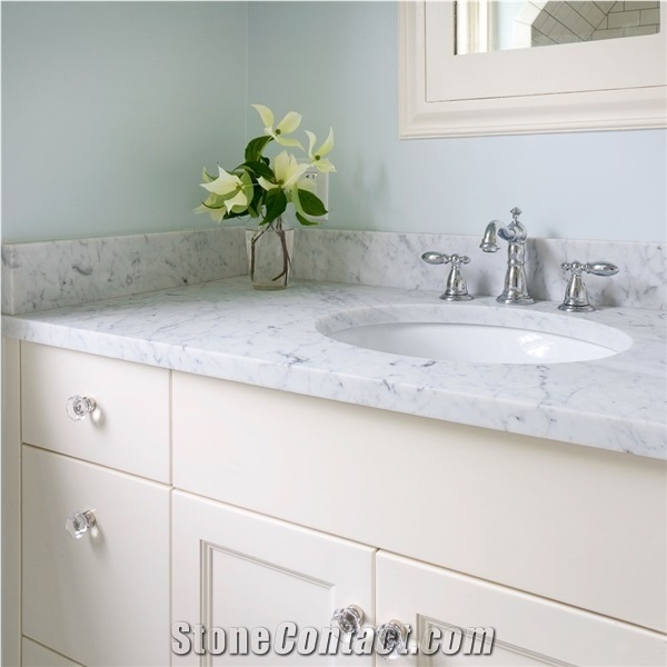 Carrara White Marble Bathroom Countertop