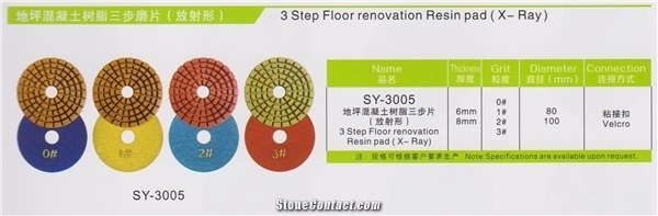 Three-Step Resin Polishing Pads For Floor Concrete Sy-3005