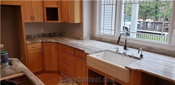Fantasy Brown Marble Countertop with Farm Sink