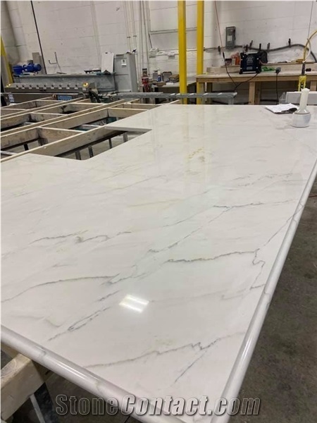 Gorgeous White Lux Quartzite Kitchen Countertop, Island Top from United ...