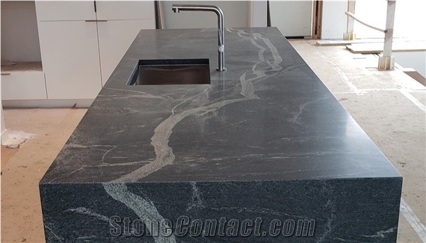 Silver Grey Granite Honed Kitchen Countertop