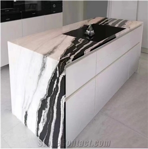 Bookmatched Panda White Marble Walling Bathroom Tile