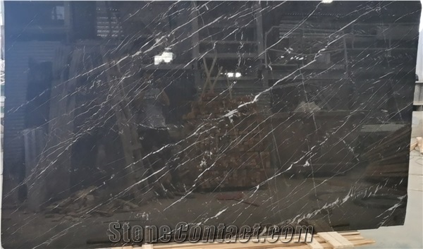 Italian Black Nero Marquina Tiles And Marbles For Villas