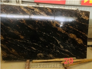 Luxury Black & Gold Cosmic Granite Brazilian Granite Slabs