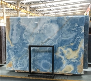 Natural Stone Blue Onyx Luxurious Interior Decoration