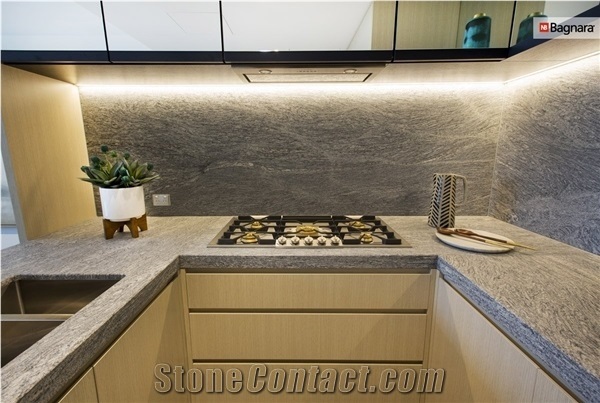 Silver Cloud Granite Satin Surface Kitchen Countertop
