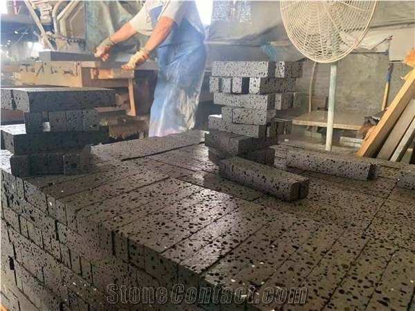 Black Lava Stone Flooring Tiles