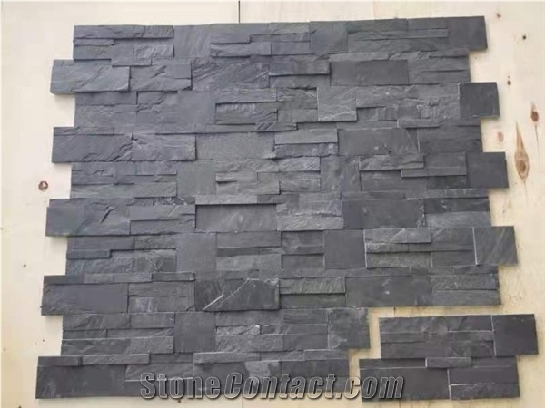 Black Slate Culture Stone, Stacked Stone Veneer, Wall Panels