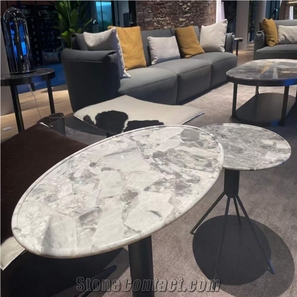 Conglomerate Dinning Round Table Tops Restaurant