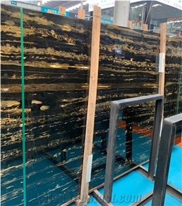 Portoro Gold Marble Slabs, Black and Gold Marble