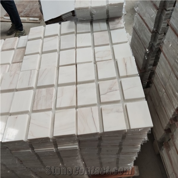 Red White Marble Mosaic Tile Wall Flooring Pavers Tiles