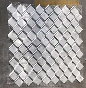 3d Effect Carrara White Floor Mosaic Art Tile