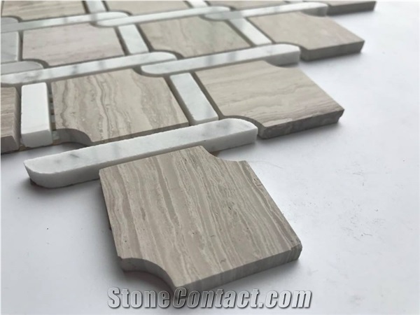 China White Oak Marble Mosaic Pattern Wall Tiles