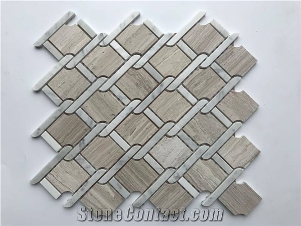 China White Oak Marble Mosaic Pattern Wall Tiles
