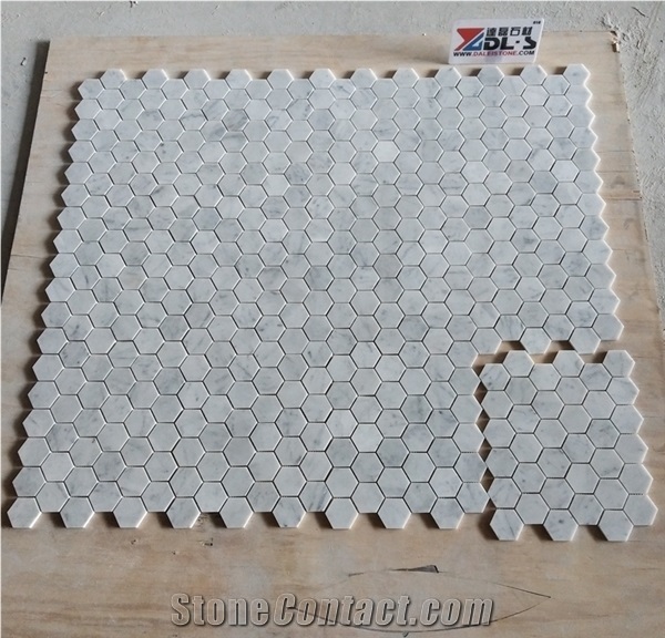 Honed Carrara White Marble Hexagon Mosaic